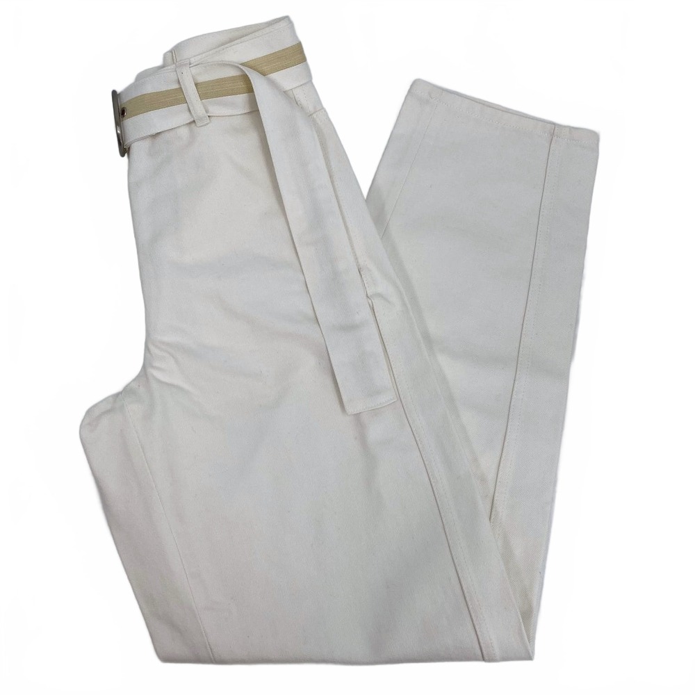 Jil Sander White Denim Trouser 72 | Women’s Regular 26 Belted